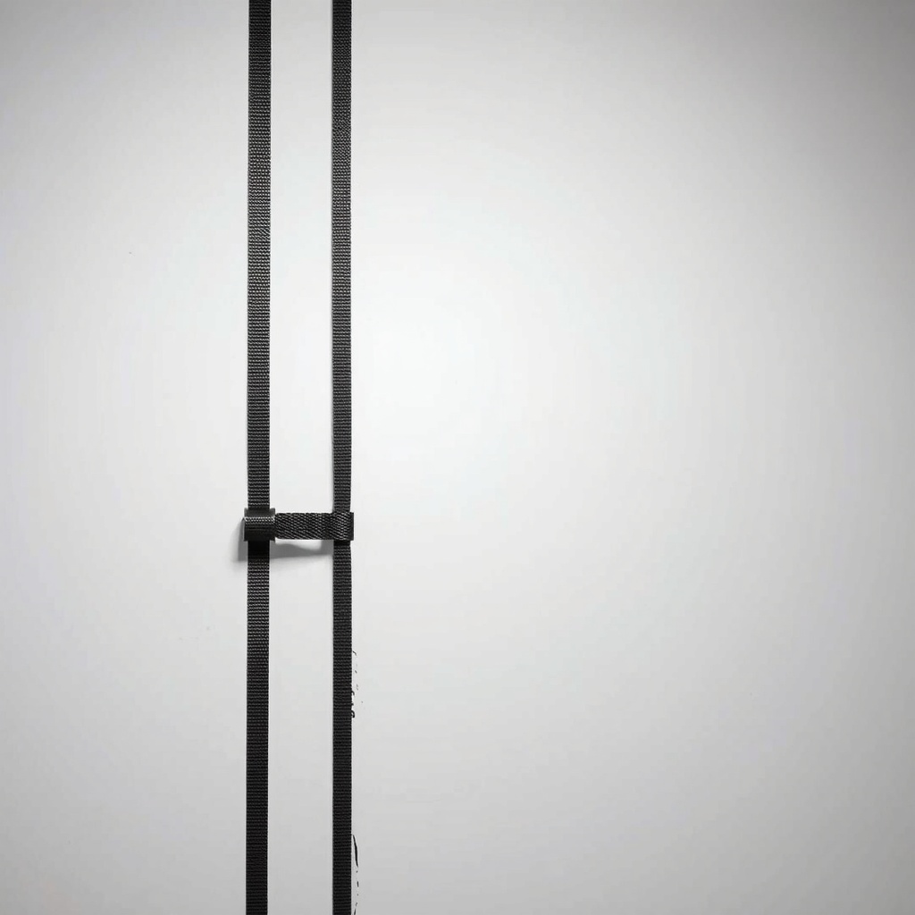 <clean photorealistic photo of a basement wall with a carbon fiber strap showing slight bu