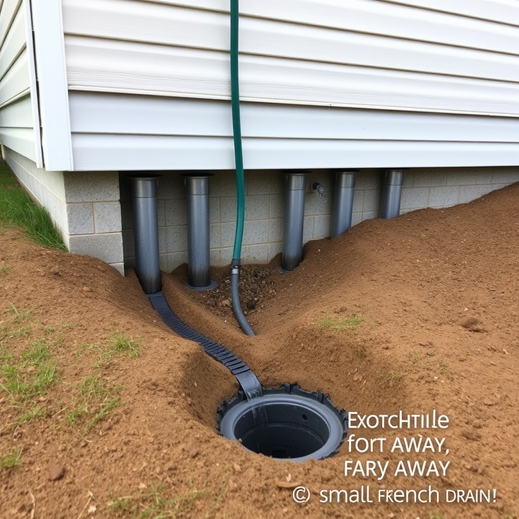 A realistic outdoor photo showing a foundation with push piers installed